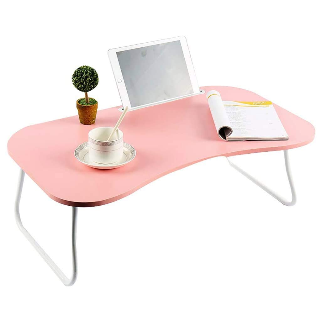 NJYT Foldable Laptop Bed Tray Table - Portable W-Shaped Leg Design with Storage Slot, Pink - Perfect for Working, Studying, Reading & Dining in Bed or on Sofa