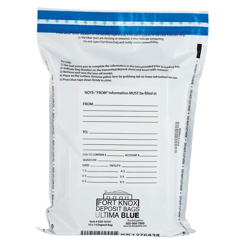 Ultima Blue & White Discreet Bank Deposit Bags - 10