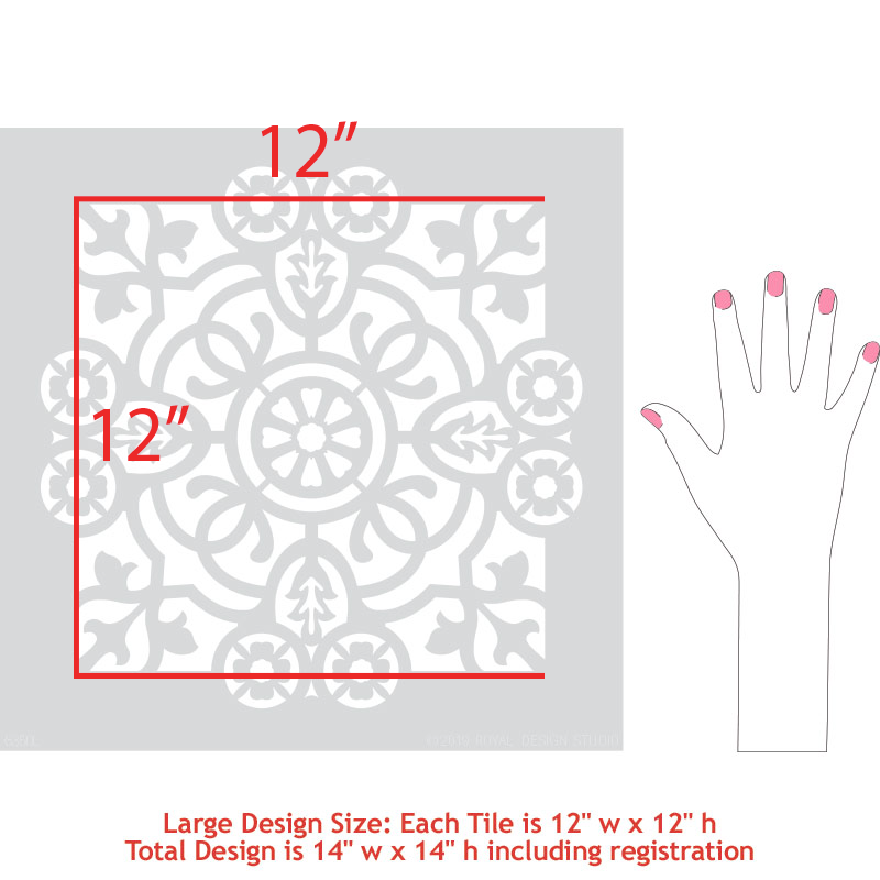 Isabella Tile Stencil Kit - Reusable DIY Wall & Floor Stenciling Template for Home Decor, Bathroom, Kitchen Backsplash - Perfect for Painting Patterns on Ceramic, Wood, Concrete Surfaces