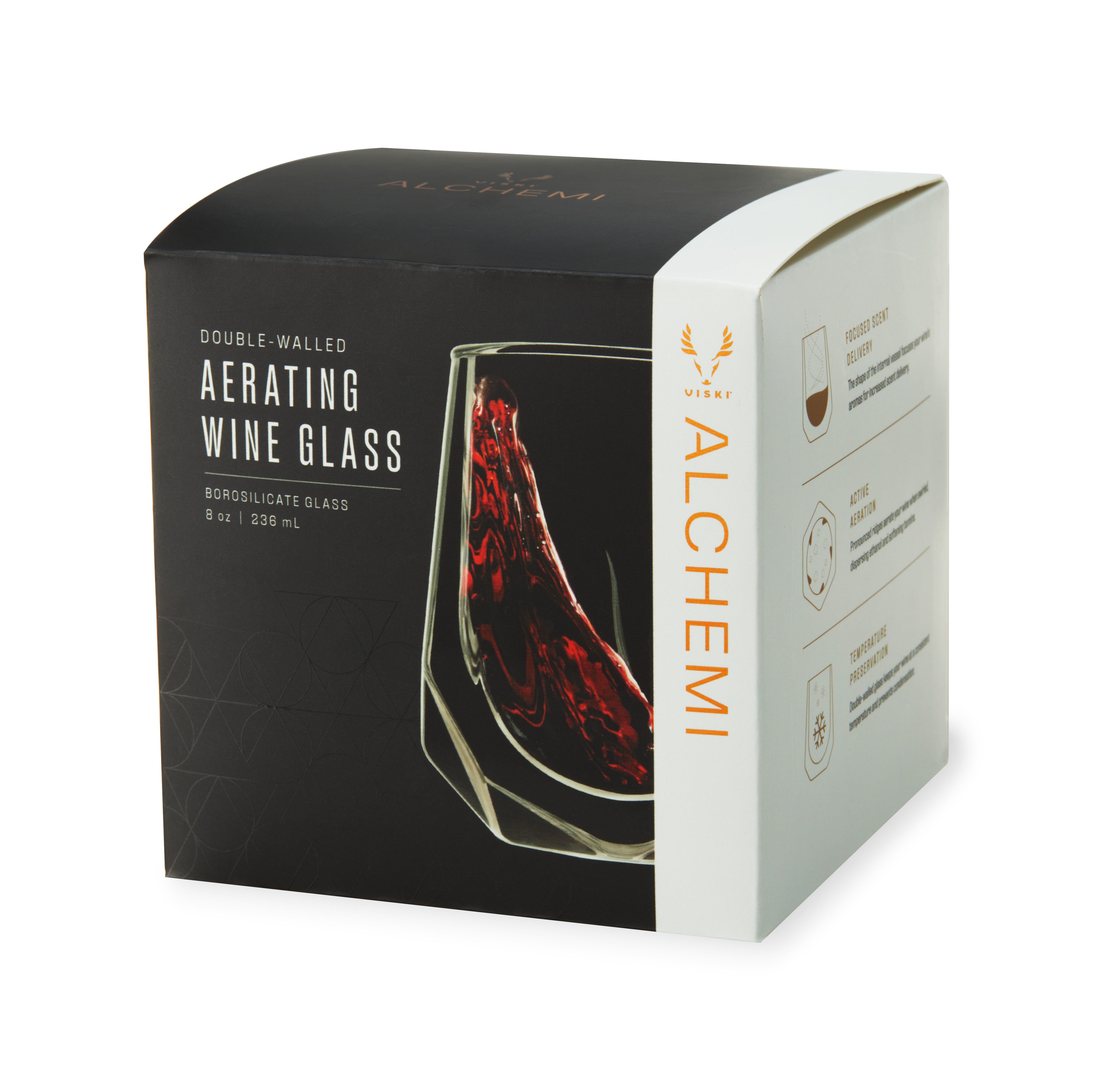 Premium Alchemi Aerating Wine Tasting Glass - Enhances Aroma & Flavor for Red Wine, White Wine & Champagne | Perfect for Wine Enthusiasts, Sommeliers & Home Entertaining