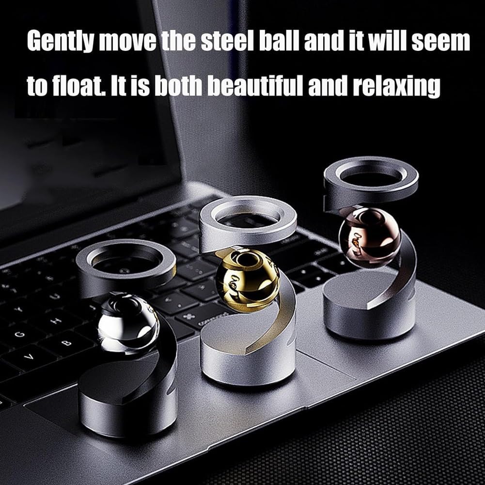 Outfany Kinetic Dream Levitating Desk Toy - Gravity Defying Perpetual Motion Office Decor for Stress Relief & Focus | Black Metal Floating Kinetic Art for Home, Office Desk & Meditation Space