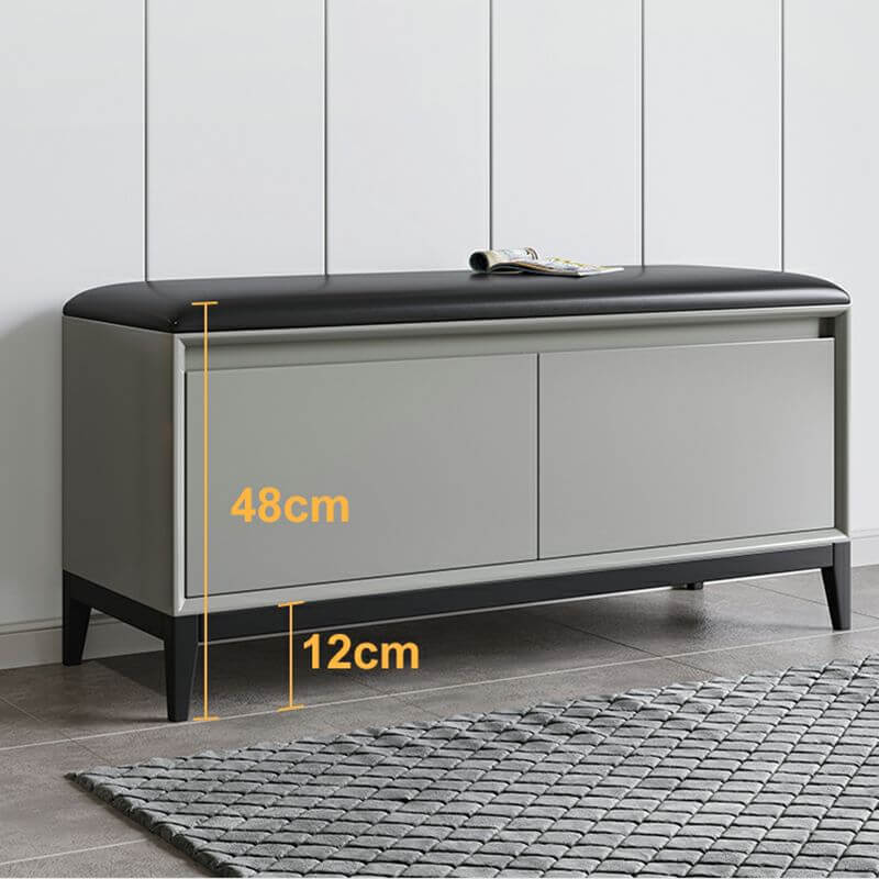 Modern Black Faux Leather Rectangle Storage Ottoman with Wood Frame and Nailhead Trim - Stylish Living Room Footrest, Bedroom Bench & Hidden Storage Solution for Home Decor