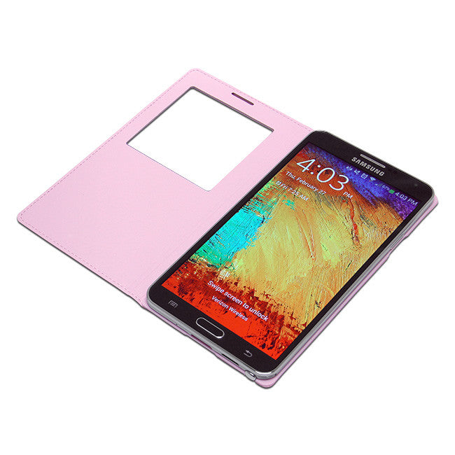 Premium Genuine Leather Flip S View Case for Samsung Galaxy Note 3 III N9000 - Slim Protective Smart Cover with Card Slot | Perfect for Business, Travel & Everyday Use