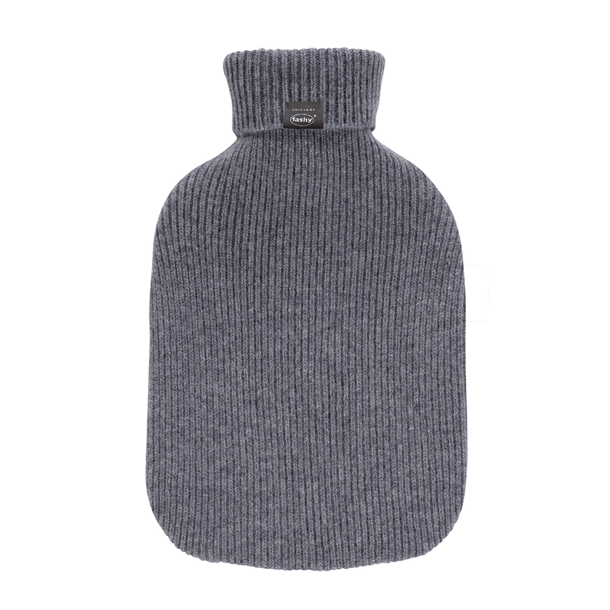2L Fashy Hot Water Bottle with Grey Turtleneck Knit Cover - Warm & Cozy for Winter Nights, Period Pain Relief, Bed & Sofa Use