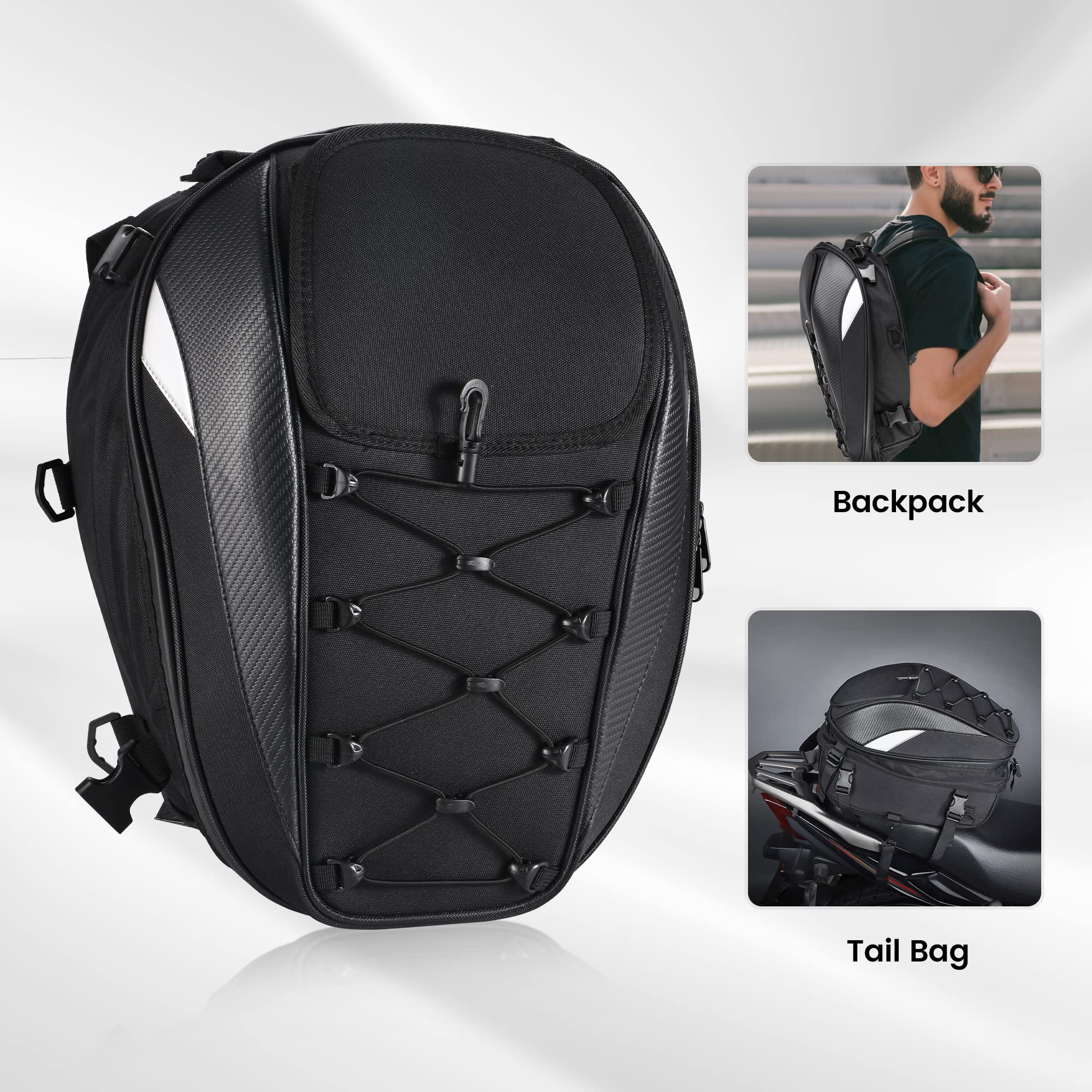 Waterproof Motorcycle Tail Bag - Expandable Saddlebags with Durable Storage for Touring, Commuting & Powersports | Perfect for Long Rides, Daily Commutes & Adventure Travel