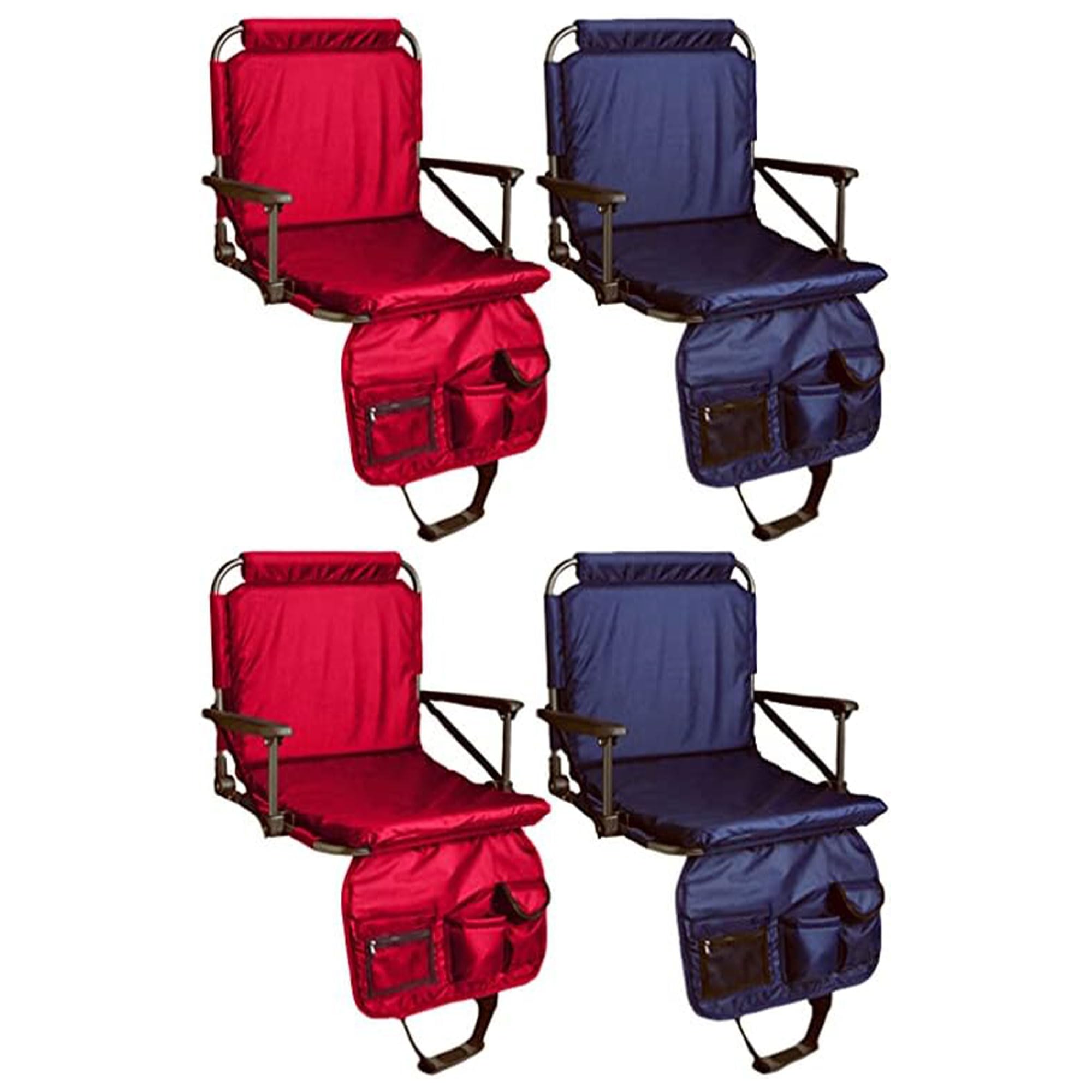 Portable Padded Stadium Seat with Back Support & Storage Pockets - 4 Pack Folding Bleacher Chairs for Outdoor Sports, Concerts, Picnics, and Camping - Comfortable Multicolor Seating Solution