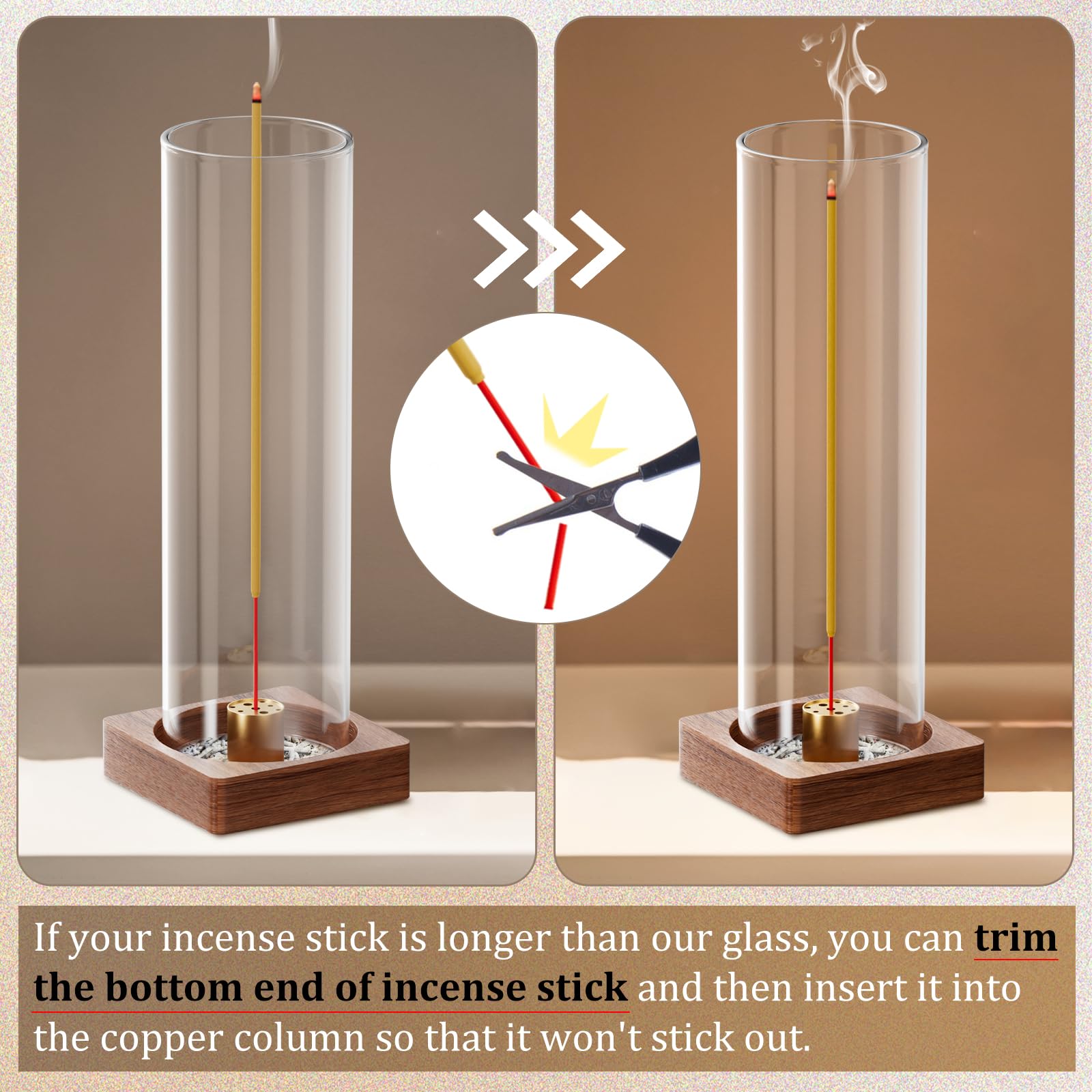1 Pack Premium Incense Holder for Sticks - Removable Glass Ash Catcher, Anti-Ash Flying Mess-Free Incense Burner - Ideal for Meditation, Yoga, Relaxation & Home Decor - Perfect for Aromatherapy, Spiritual Practice and Creating a Peaceful Atmosphere