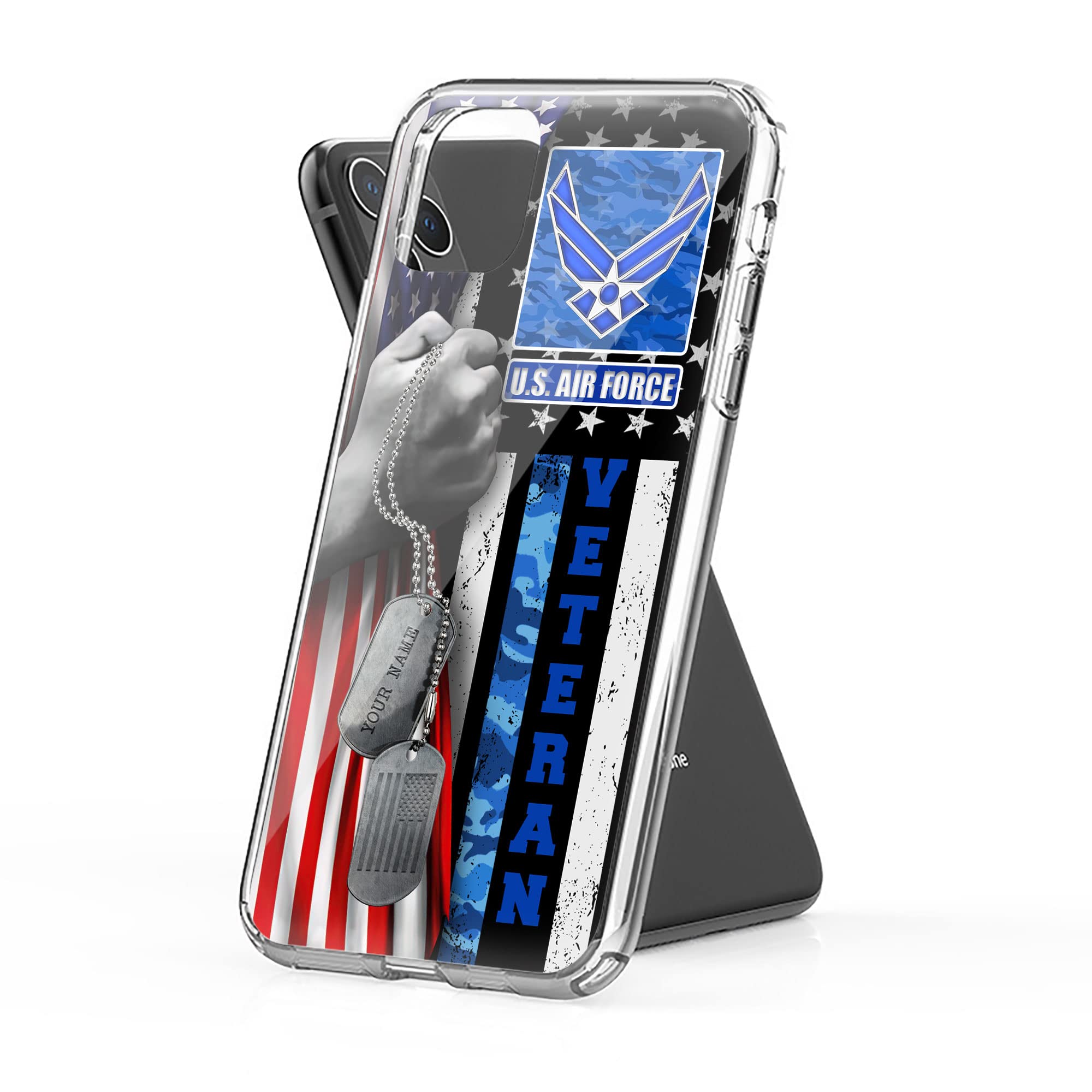 Custom U.S. Air Force Veteran Flag Personalized Phone Case - Durable TPU Waterproof Cover with Shockproof Protection for iPhone 6/6s/7/8/X/Xs/Xr/11/12/13/14/Plus/Pro/Max/SE 2020 - Perfect for Military Appreciation, Patriotic Gifts & Everyday Use