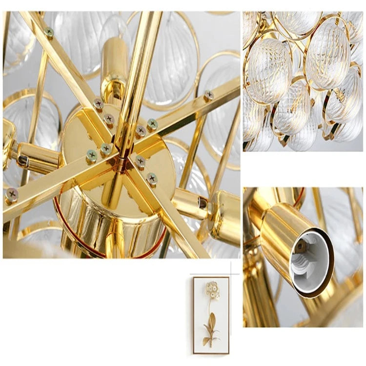 Gold Clear Glass Globe Pendant Light Fixture - Modern Hanging Chandelier for Dining Room, Kitchen Island & Bedroom Lighting