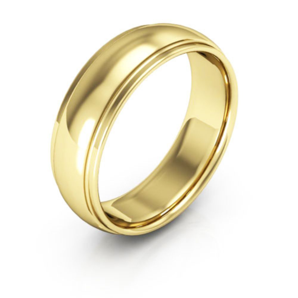10K Yellow Gold Men's & Women's Plain Wedding Bands - 6mm Half Round Edge Comfort Fit Rings for Couples - Perfect for Weddings, Anniversaries & Everyday Wear
