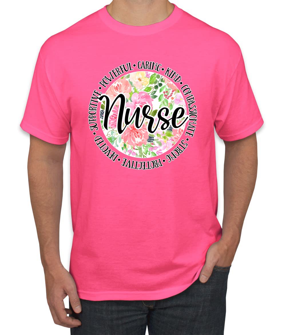Floral Nurse Appreciation Graphic T-Shirt for Men - Soft Cotton Crewneck Tee with Vintage Design - Perfect for Nurses Week, Medical Professionals Gifts & Casual Wear