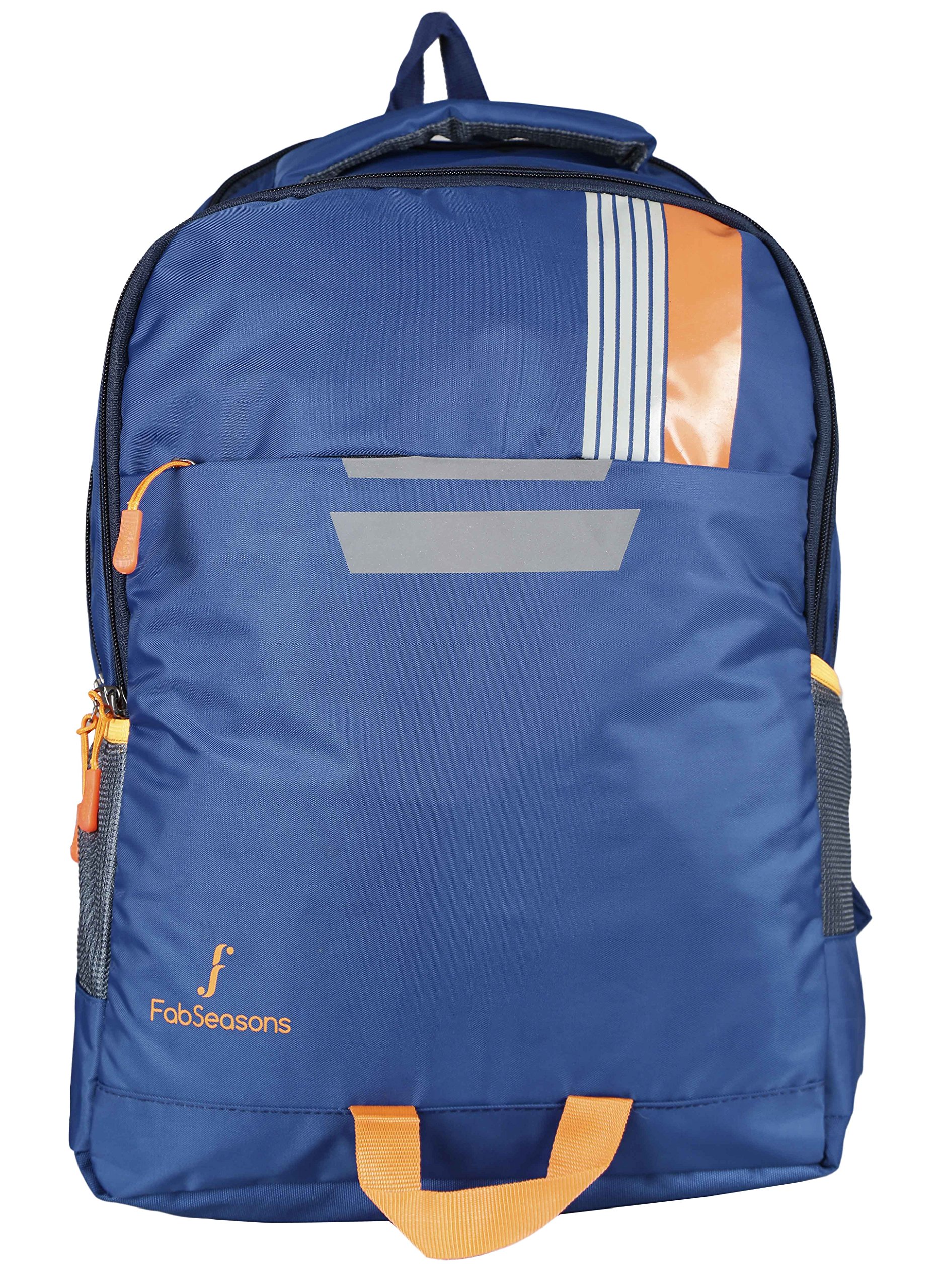 FabSeasons Unisex High-Density Polyester Printed Blue Backpack with Reflective Patch - Waterproof Laptop Bag for School, College, Office & Travel - Includes Rain Cover & Laptop Compartment | Perfect for Commuting, Hiking & Daily Use