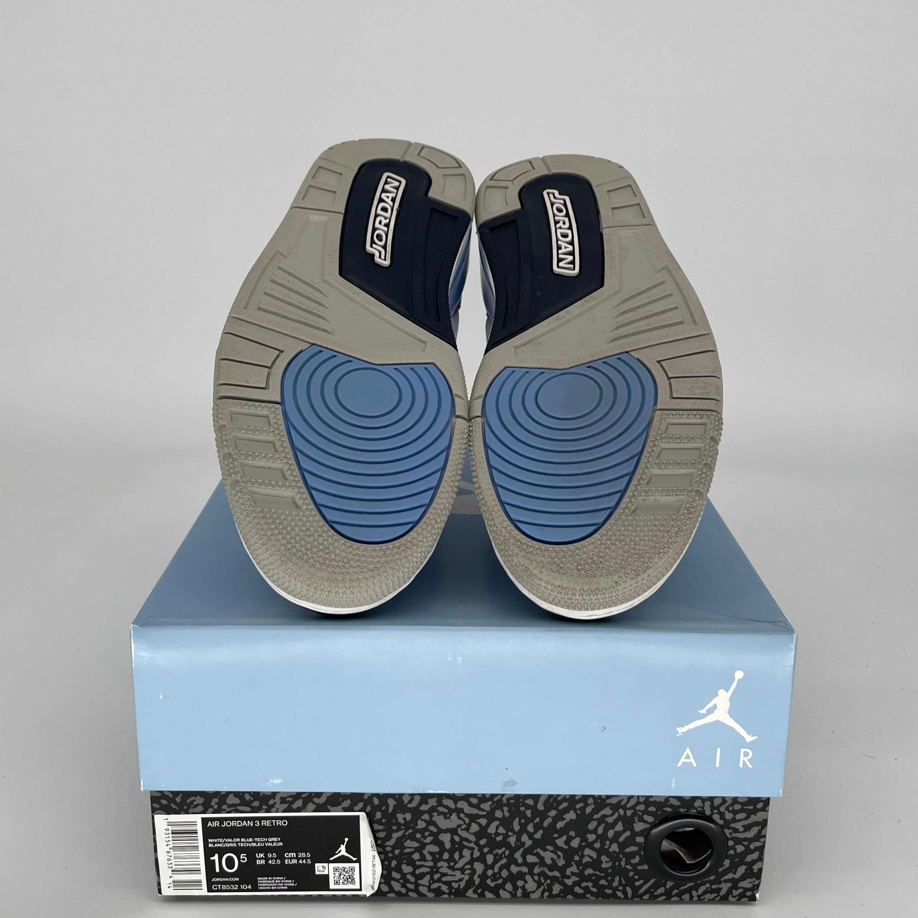 AIR JORDAN 3 UNC Men's Basketball Shoes Size 10.5 - CT8532-104 Blue & White Retro Sneakers for Running, Gym & Streetwear Fashion