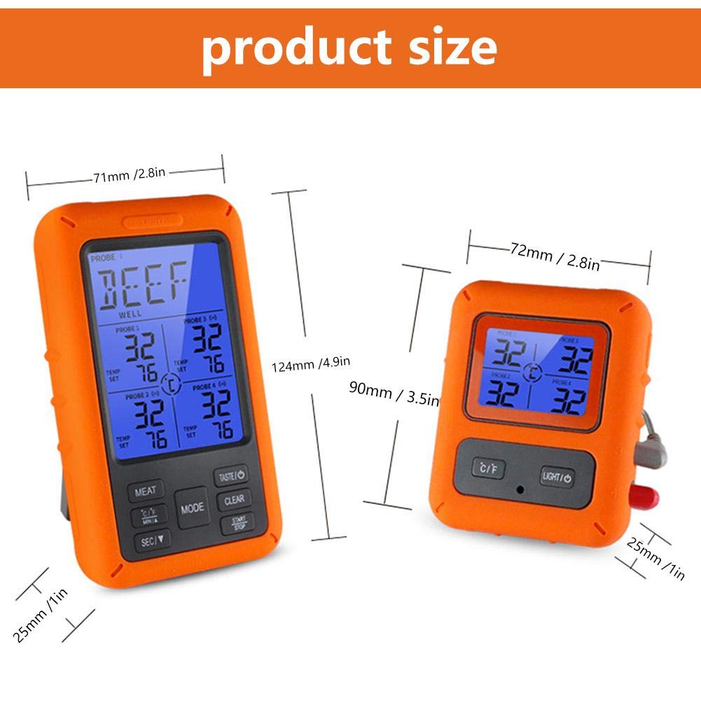 Digital Meat Thermometer TS-TP40 - Large LCD Display, Instant Read Food Thermometer for Kitchen, BBQ, Oven, Grilling - Waterproof Probe (TS-TP40-B) - Perfect for Cooking, Baking, and Outdoor Grilling