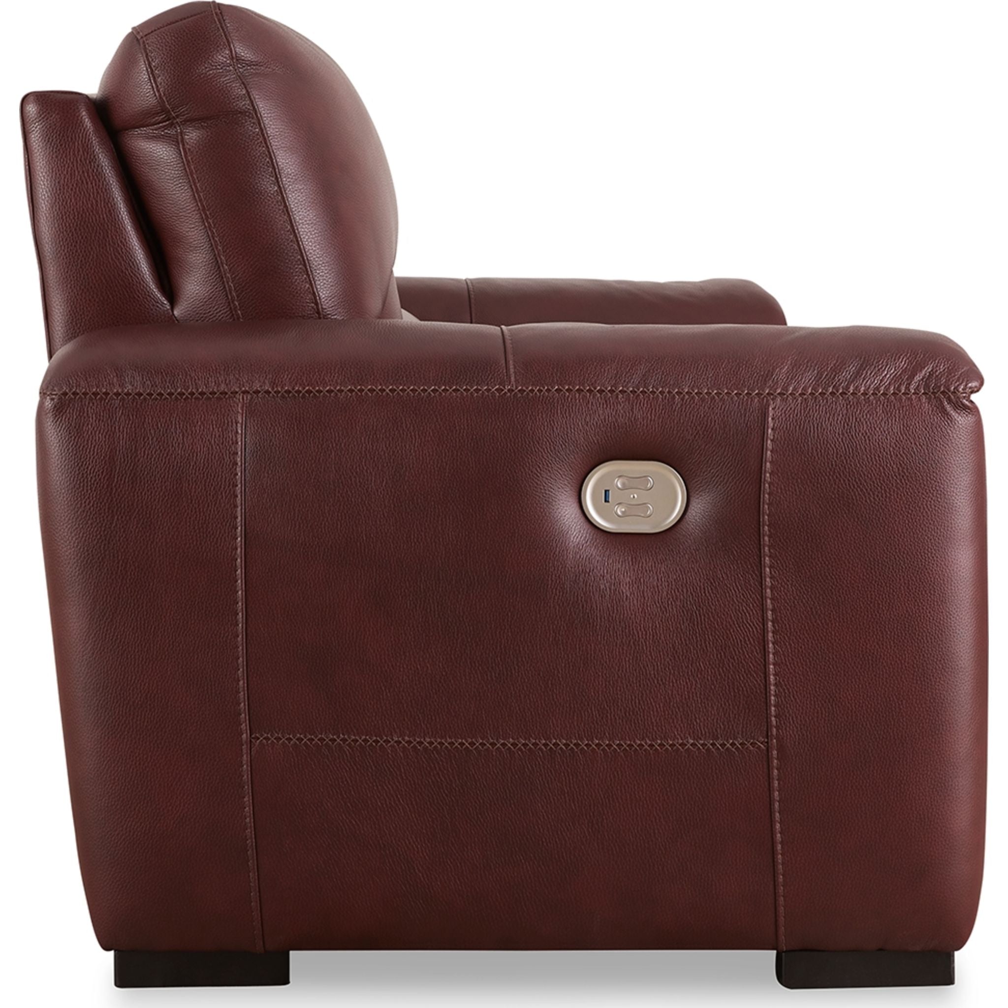 Alessandro Power Reclining Loveseat with Console in Garnet Red - Modern Leather Recliner Sofa for Living Room, Home Theater & Relaxation