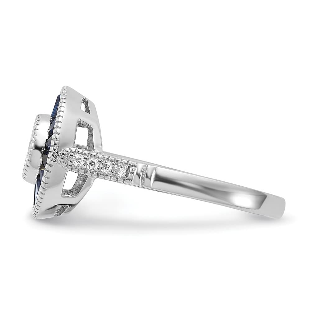 925 Sterling Silver Synthetic Blue Spinel & Cubic Zirconia Ring for Women | Elegant Fine Jewelry Gift for Her | Perfect for Anniversaries, Birthdays & Special Occasions