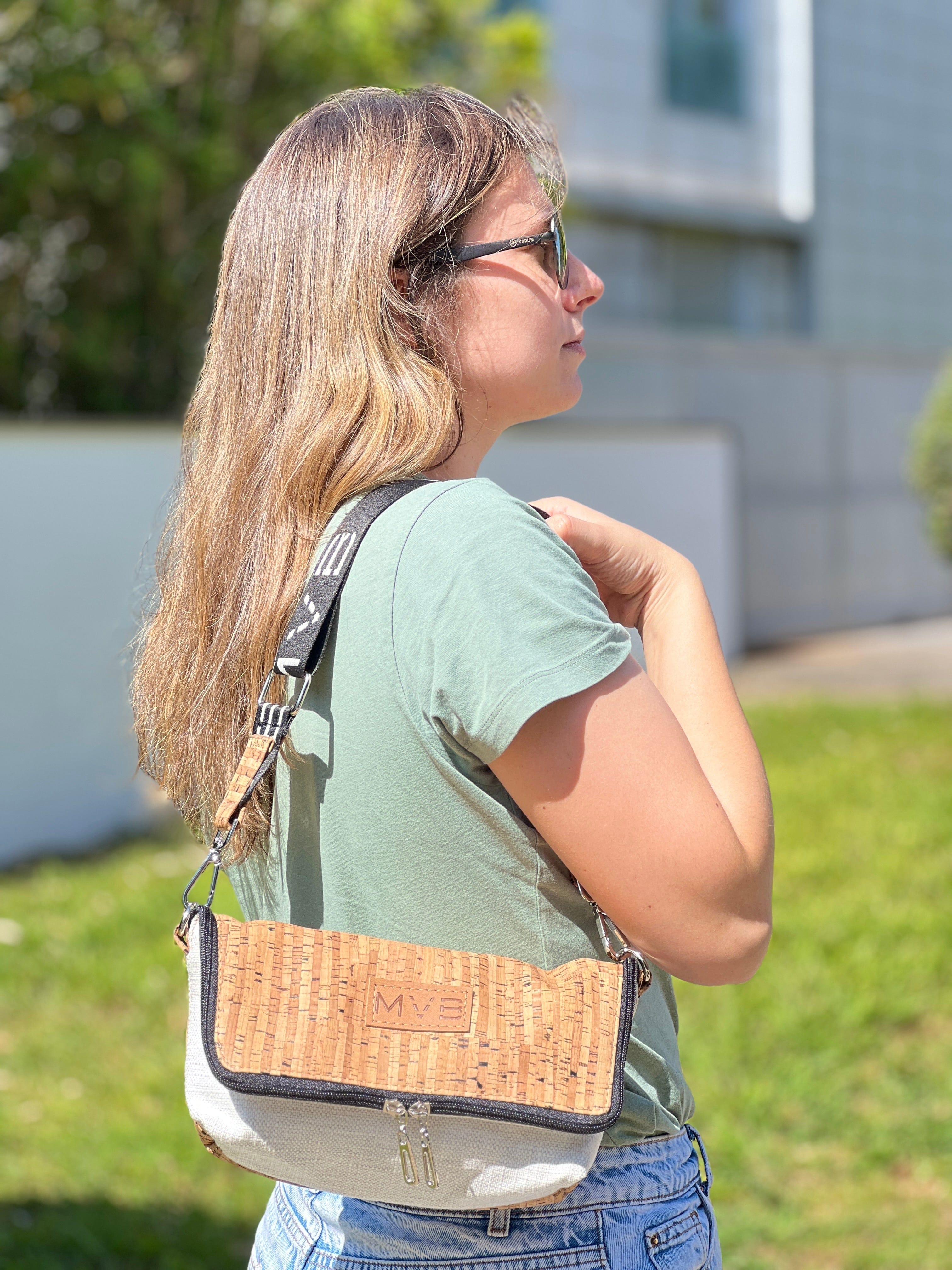 Vegan Crossbody Bag for Women - Summer Canvas & Cork Flop Bag | Soft Natural Material | Perfect for Beach, Travel & Everyday Use