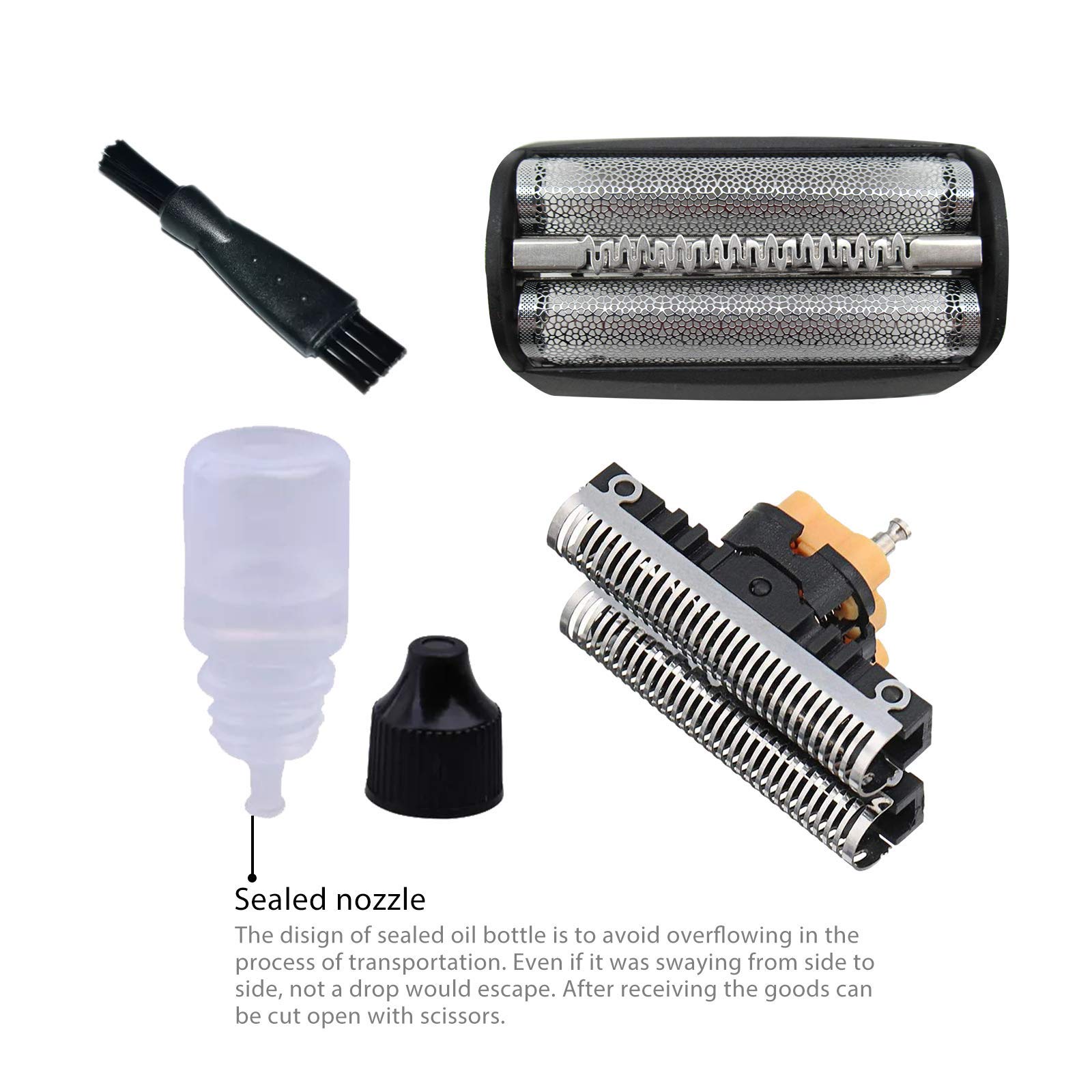 Braun Series 7000, 30B, 310, 330 Replacement Shaver Foil & Cutter Head with Razor Oil & Cleaning Brush - Perfect for Close Shaving & Beard Trimming at Home or Travel