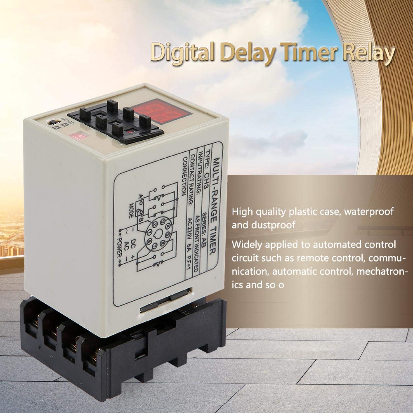 5A Digital Timer Relay with Delay Function - 24V Medium Power AH3-DM for Communication & Automated Control Circuits (AC220V) - Ideal for Industrial Automation, HVAC Systems, and Smart Home Applications