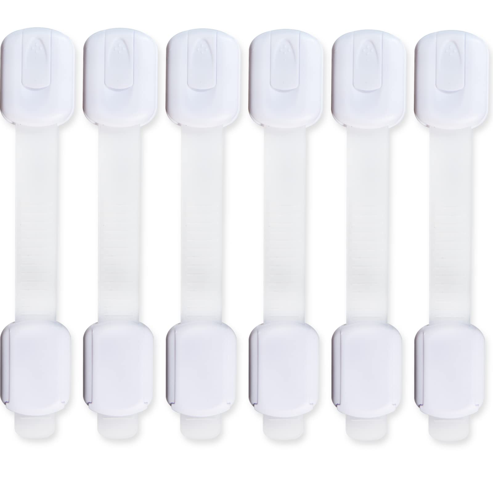 Child Proof Safety Locks - 6 Pack Baby Cabinet Locks with Strong 3M Adhesive - No Drill Installation for Drawers, Fridge, Dishwasher, Toilet & More - Perfect for Baby Proofing Homes, Daycares & Nurseries (White)