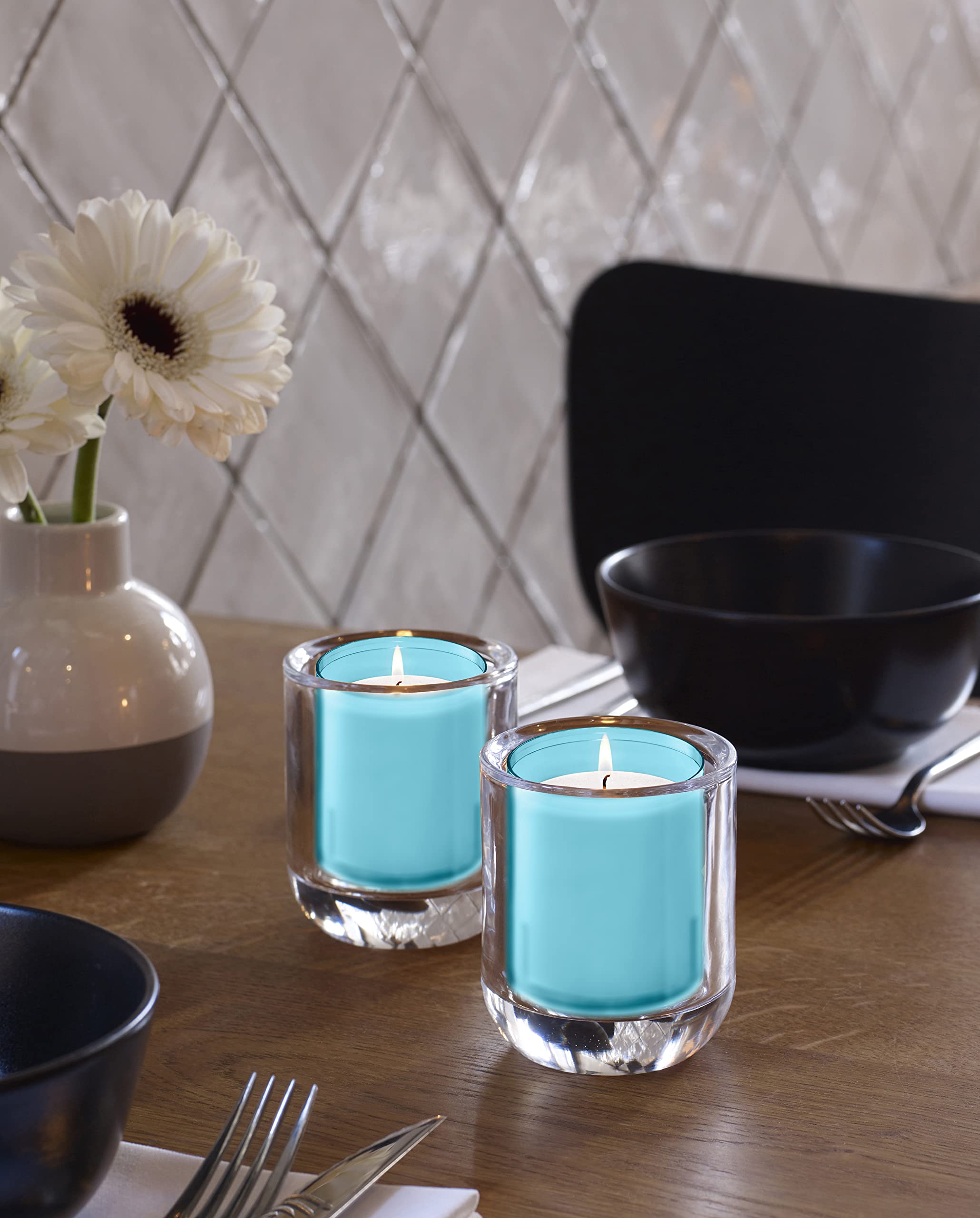 BOLSIUS 24-Hour Votive Candles - 20 Pack Blue Unscented Candles in Unbreakable Plastic Cups | Premium European Quality, Smokeless & Relightable | Perfect for Weddings, Parties, Home Decor & Religious Ceremonies