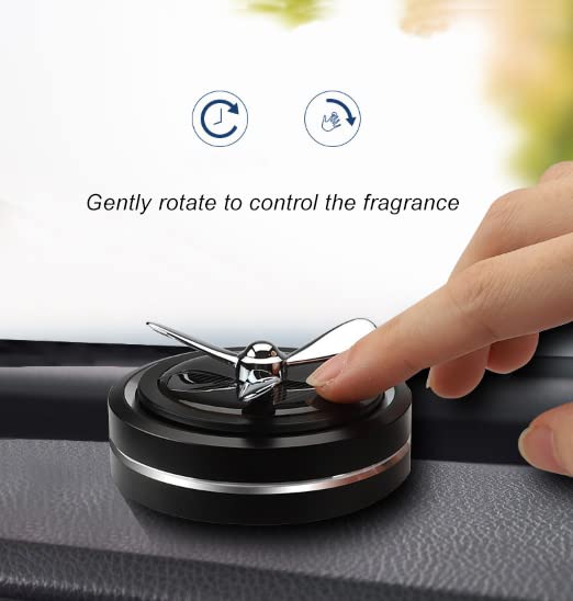 Solar Powered Car Air Freshener with Auto Rotation - Black | Long-Lasting Fragrance for Cars, Home & Office | Eco-Friendly & USB Rechargeable