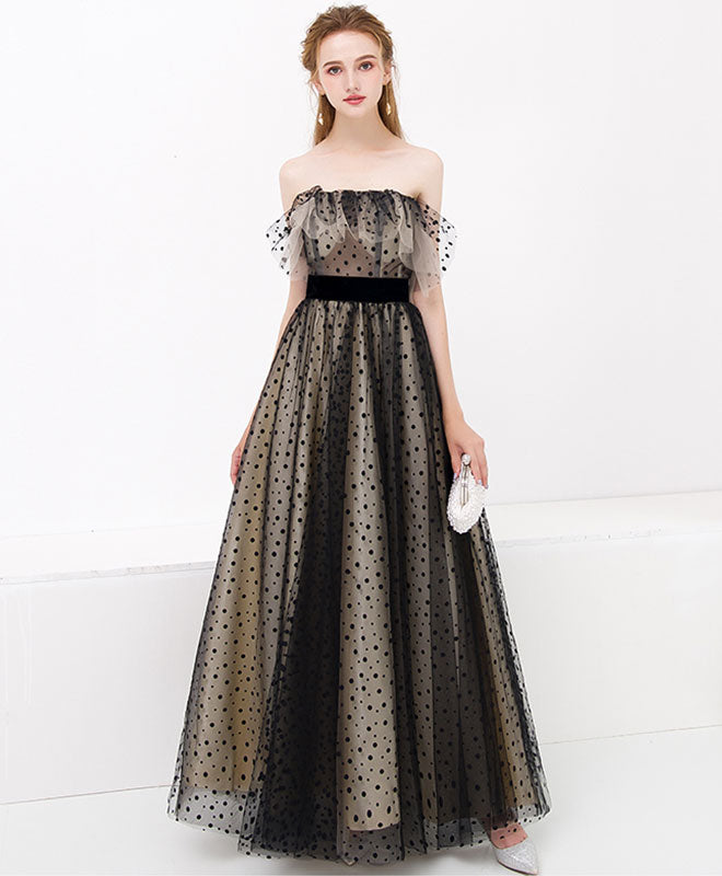 Elegant Black Tulle Long Prom Dress & Evening Gown for Women - Perfect for Formal Dances, Weddings, and Special Occasions
