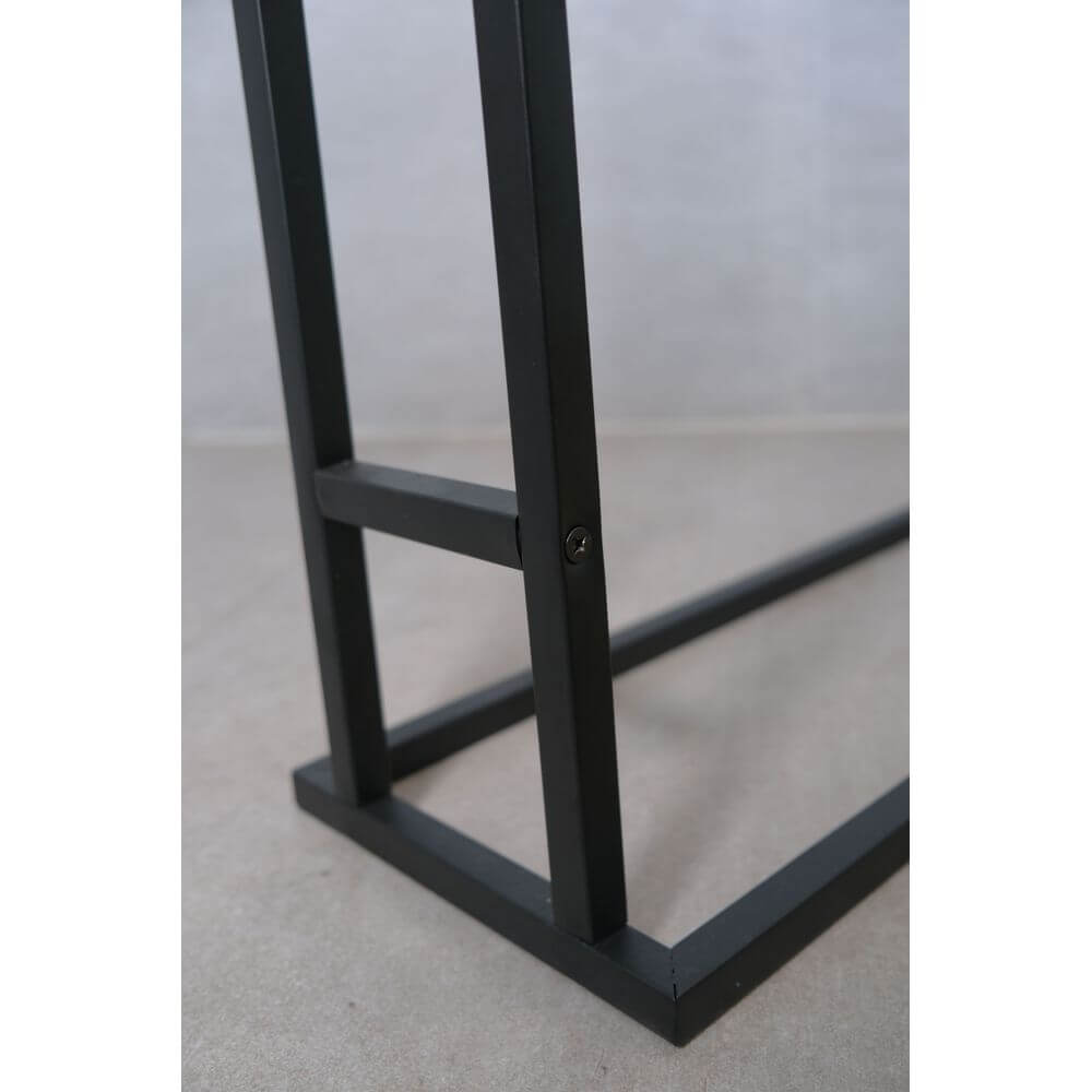 Limited Edition Bamboo and Matte Black Wide Towel Rack - Bathroom & Kitchen Storage Organizer for Sponges, Towels, and Utensils