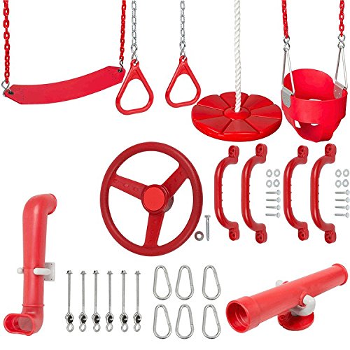 Ultimate Toddler Swing Set Kit (Red) - Safe & Fun Outdoor Playset for Kids with SSS Logo Sticker - Perfect for Backyard, Park & Playground Adventures