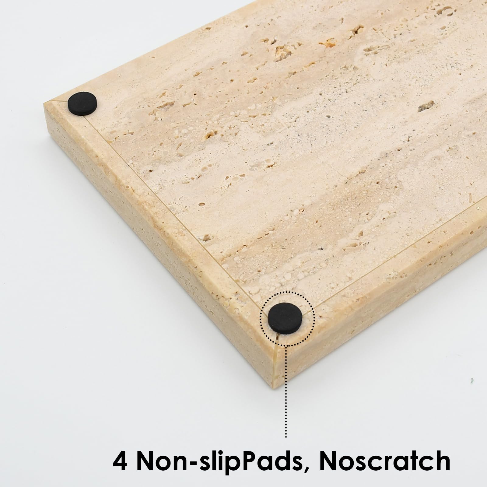 Natural Travertine Stone Tray - Rectangle Bathroom Vanity Organizer for Jewelry, Cosmetics & Perfume | Kitchen & Desktop Decorative Tray for Candles, Lotion & Home Decor | Perfect for Spa Days, Wedding Gifts & Luxury Bathroom Storage