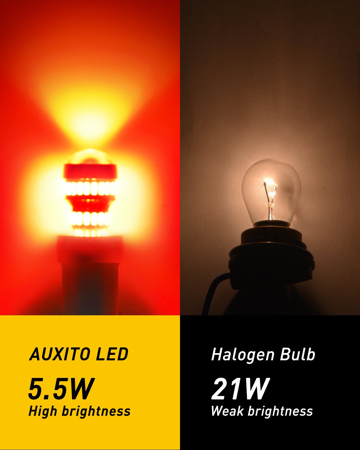 AUXITO Upgraded 1157 2357 LED Bulb Red - 400% Super Bright BAY15D Replacement for Tail Lights, Brake Lights, Stop & Signal Lights (2057 2357 7528 Compatible) - Perfect for Car, Truck, SUV & Motorcycle Safety Lighting