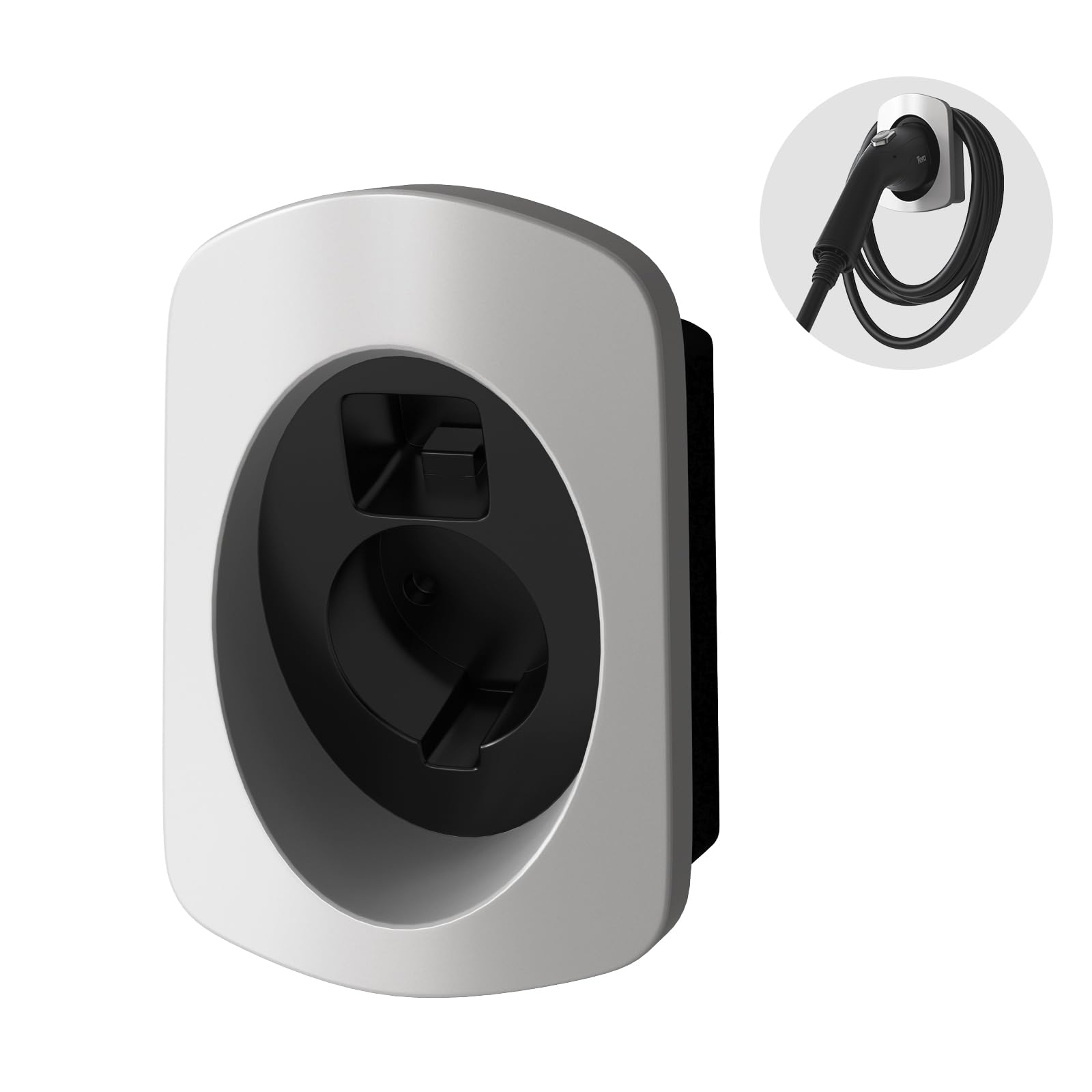 Premium Tera EV Charger Holder for SAE J1772 - Heavy Duty Wall Mount Organizer for Electric Car Charging Cables - Durable Silver Charging Station Accessory - Perfect for Home & Public EV Charging Stations