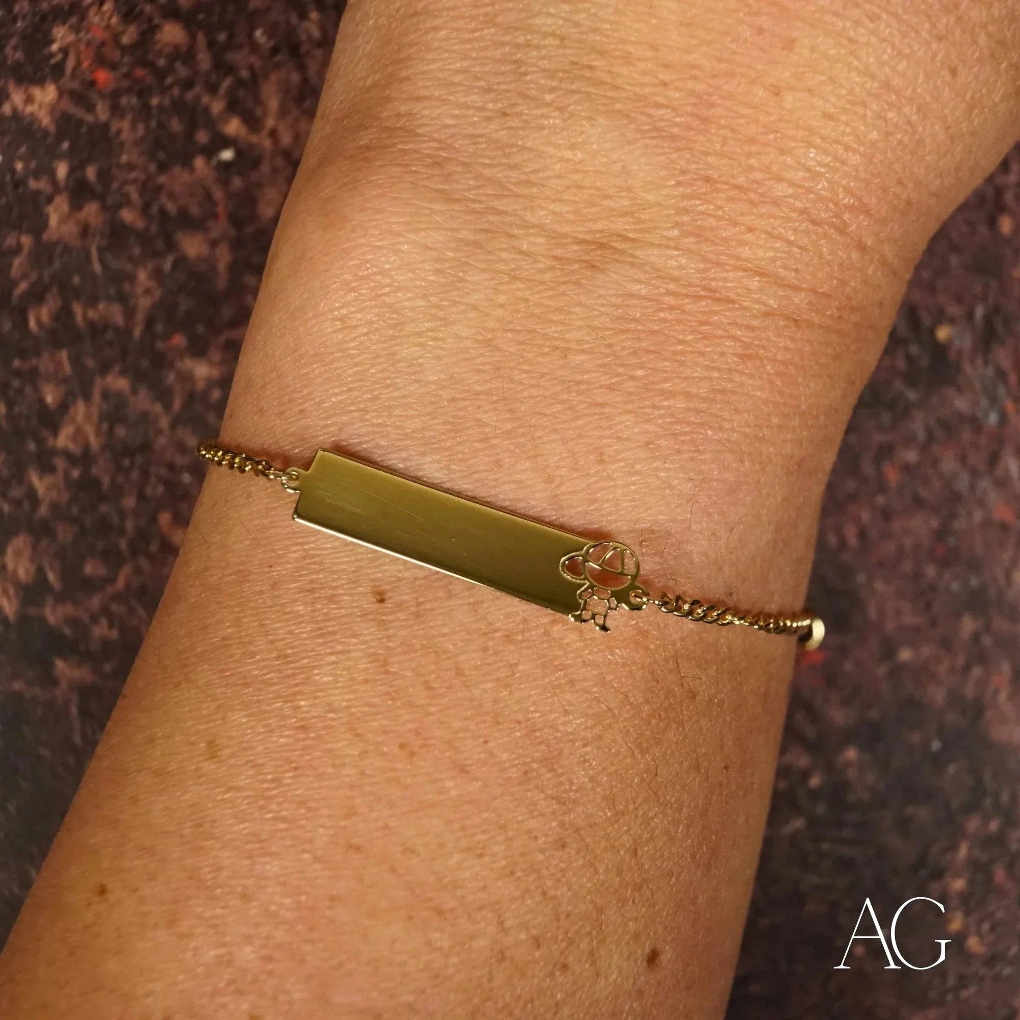 18K Yellow Gold Personalized ID Bracelet for Boys - Engraved Name Charm Bracelet for Kids, Gifts for Birthdays, Christenings & Special Occasions