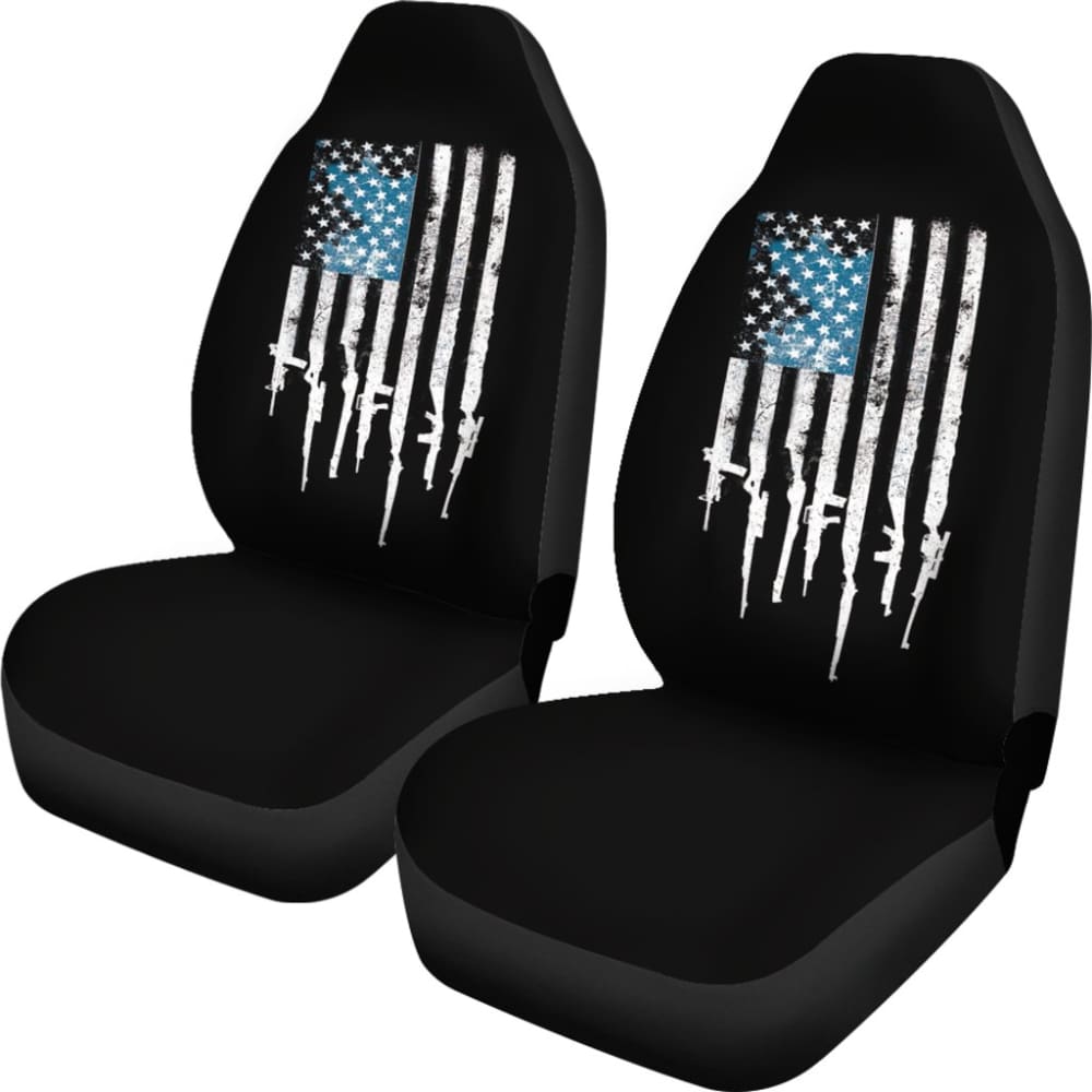 American Flag Camo Rifle Car Seat Covers - Universal Fit for Trucks & SUVs - Patriotic Hunting & Outdoor Accessories - Perfect for 4th of July, Veterans Day & Outdoor Adventures
