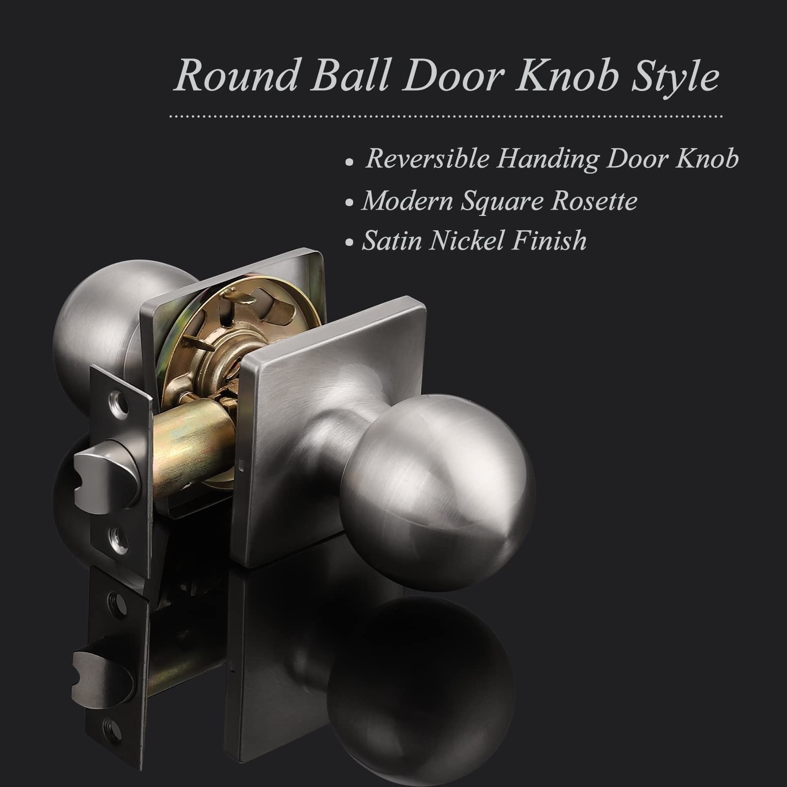 10 Pack Brushed Nickel Square Rosette Keyless Door Handles - Probrico Ball Passage Knobs for Hall Closet & Interior Doors | Durable Hardware for Home, Office & Commercial Spaces