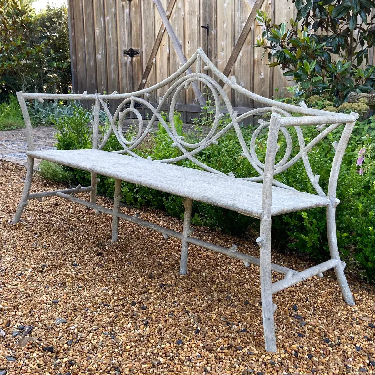 Rustic Faux Bois Garden Bench - Weather-Resistant Outdoor Wooden Bench for Patio, Backyard & Garden Decor - Perfect for Relaxing & Enhancing Outdoor Spaces