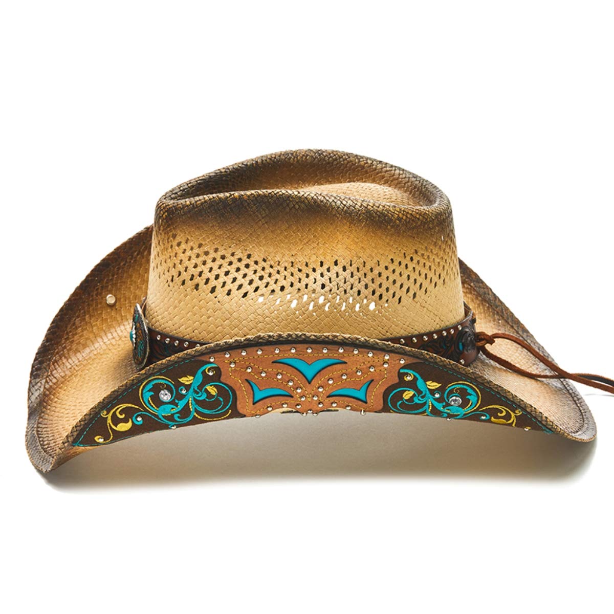 Men's Studded Western Cowboy Hat - Genuine Leather Saddleback Design for Rodeo & Country Style | Perfect for Rodeos, Concerts, and Western Fashion