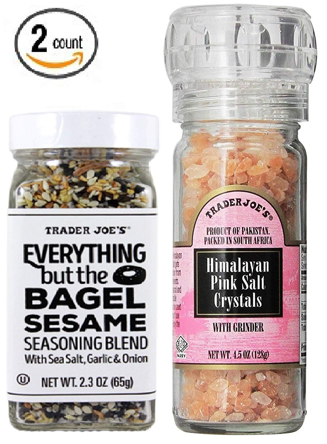 Trader Joe's Everything But The Bagel Sesame Seasoning Blend (2.3 oz) & Himalayan Pink Salt Grinder (4.5 oz) - Perfect for Avocado Toast, Salads & Home Cooking