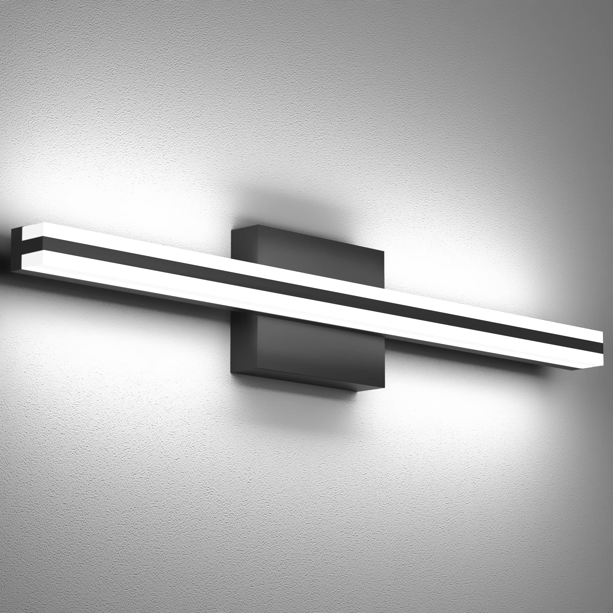SOLFART Dimmable Black Bathroom Vanity Lights - Modern Matte Black LED Light Fixtures for Mirror, Perfect for Bathroom Makeup & Shaving Lighting