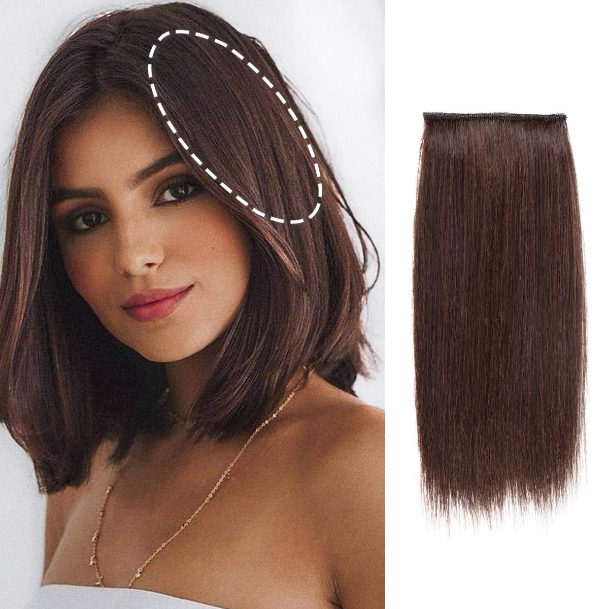 Gramercy Real Remy Human Hair Clip-in Extensions – 8 Inch Short Straight Thick Double Weft for Thinning Hair | Invisible Hairpiece for Women & Men | Instant Volume Boost | Perfect for Daily Wear, Parties & Special Occasions