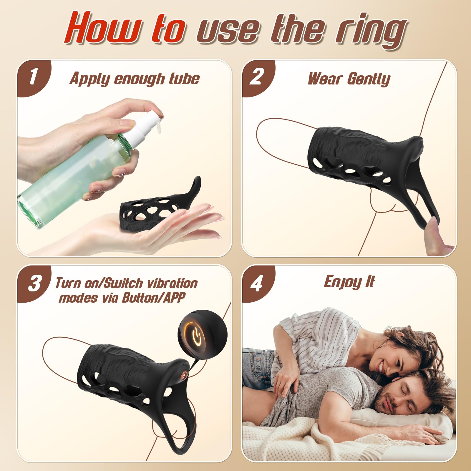 App Controlled Vibrating Cock Ring & Penis Sleeve - Male Vibrator with Remote for Couples, G-Spot & Testicle Stimulation, Erection Enhancer Sex Toy for Men & Women - Perfect for Bedroom Fun & Spicy Date Nights