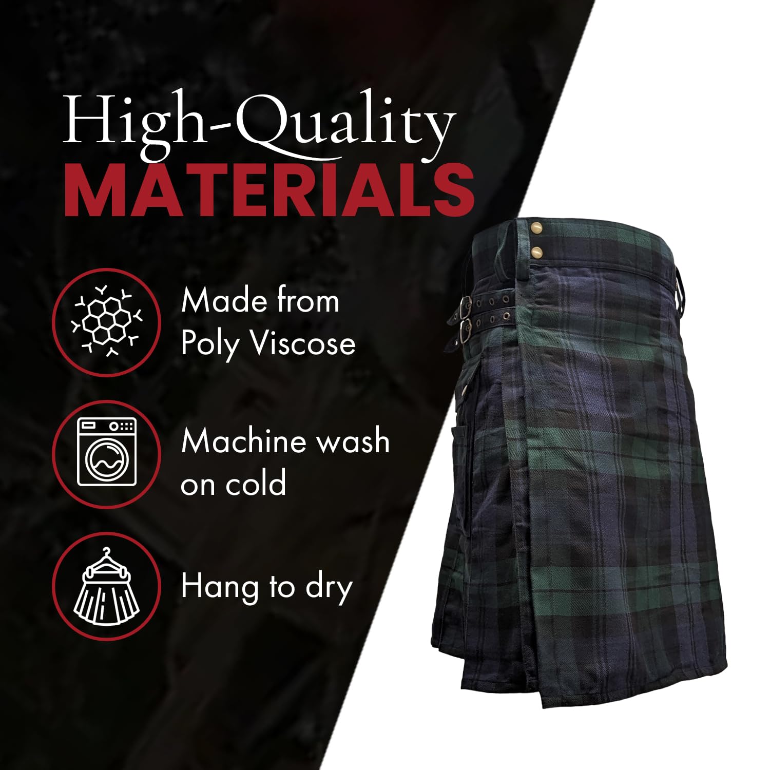 UT Kilts Men's Standard Tartan Utility Kilt - Adjustable Hip Straps | Modern Scottish Tactical Kilt for Everyday Wear | Perfect for Highland Games, Renaissance Fairs & Casual Outfits