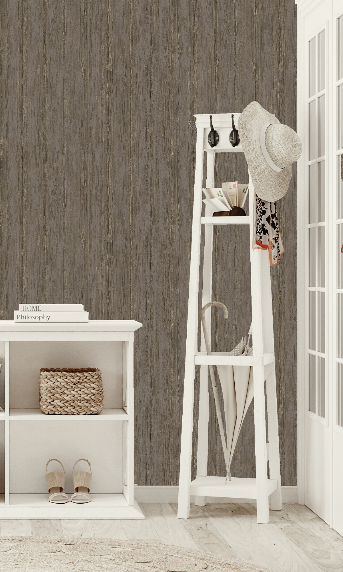 Charcoal Rustic Timber Textured Wallpaper R9693 - Peel and Stick Self-Adhesive Wallpaper for Living Room, Bedroom, Kitchen Decor