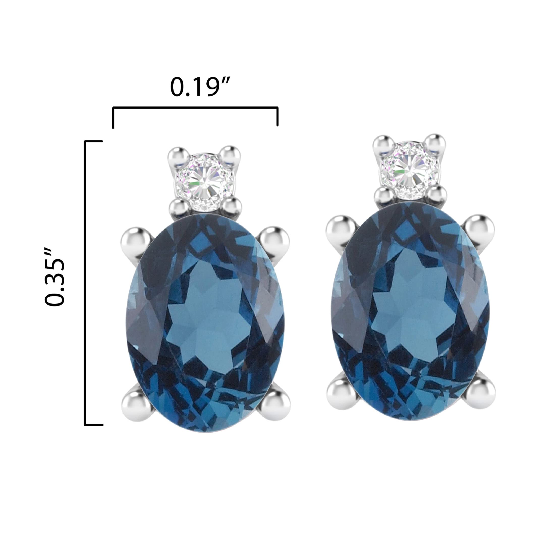 London Blue Topaz & Moissanite Sterling Silver Stud Earrings for Women - Perfect for Everyday Wear, Gifts & Special Occasions