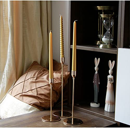 French Honey Gold Candle Holders Set of 6 - Tall Taper Candlesticks for 3/4