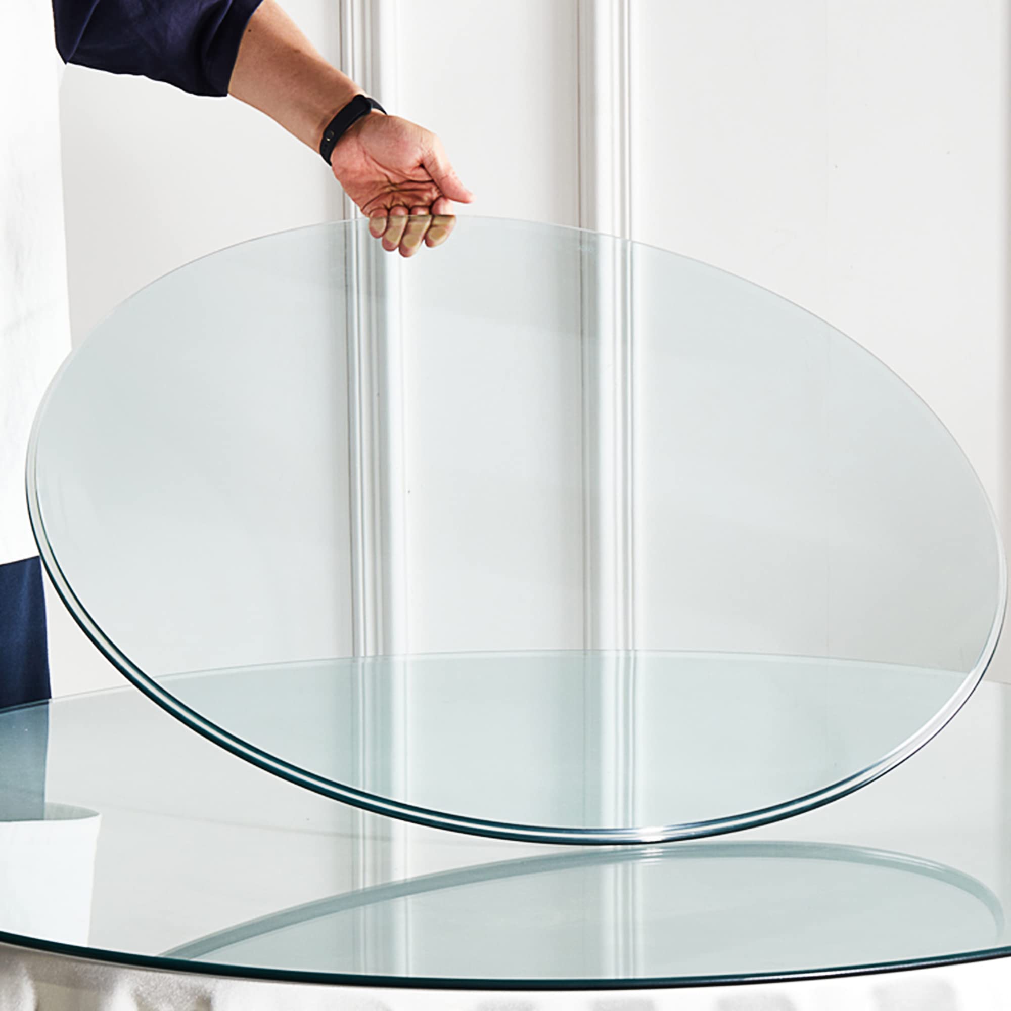 JUFU 30 Inch Round Tempered Glass Table Top - 0.26