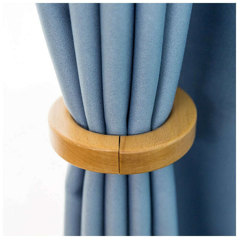 Wooden Magnetic Curtain Tiebacks - Round Wood Rings for Drapes & Curtains - Perfect for Living Room, Bedroom, and Home Decor