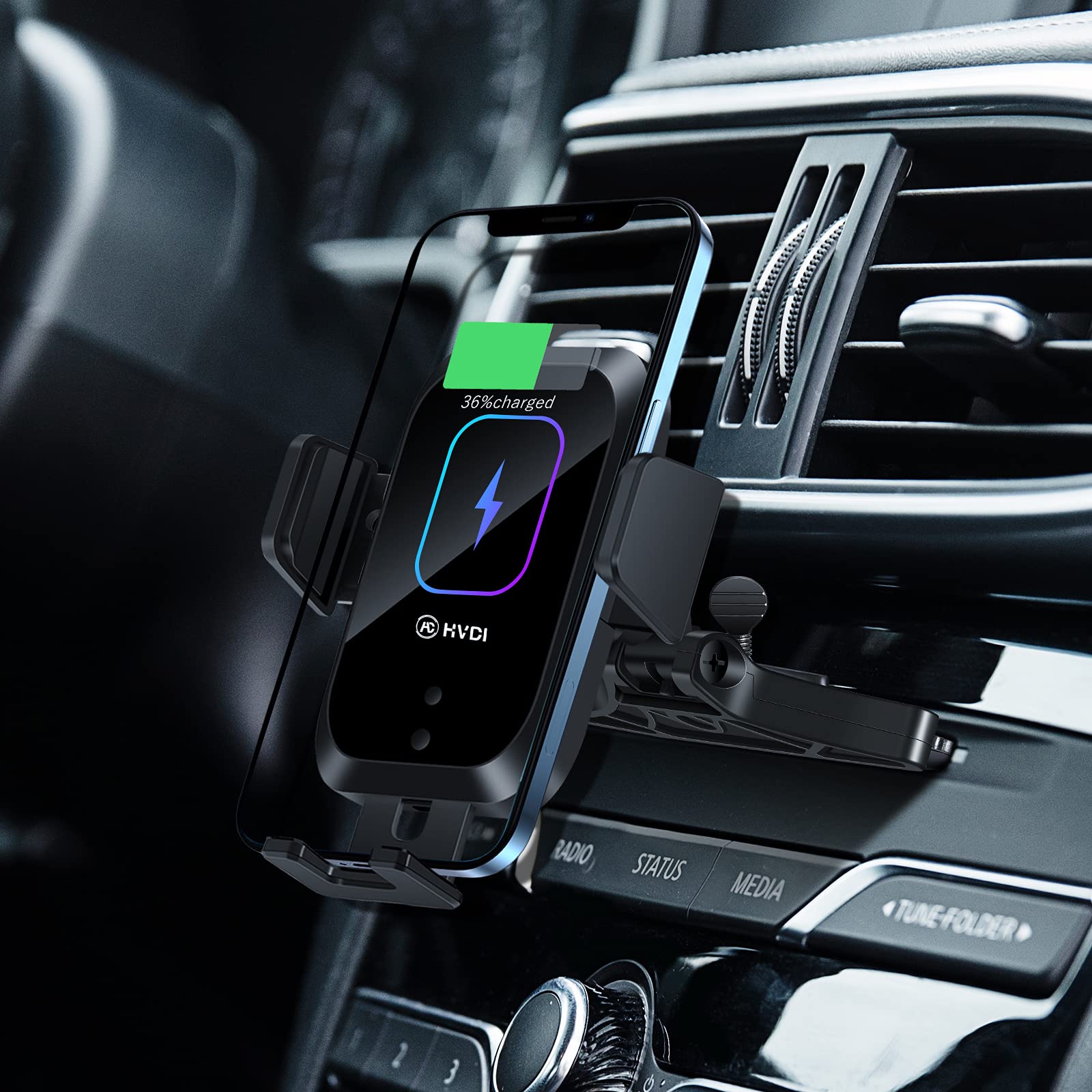 Wireless Car Charger CD Slot Phone Mount - 15W Qi Fast Charging, Auto-Clamping & Infrared Smart Sensor - Compatible with iPhone 13 Pro Max/12/11/X/8 & Samsung S21/S20/S10/S9 - Perfect for Hands-Free Driving & Safe Charging on the Go
