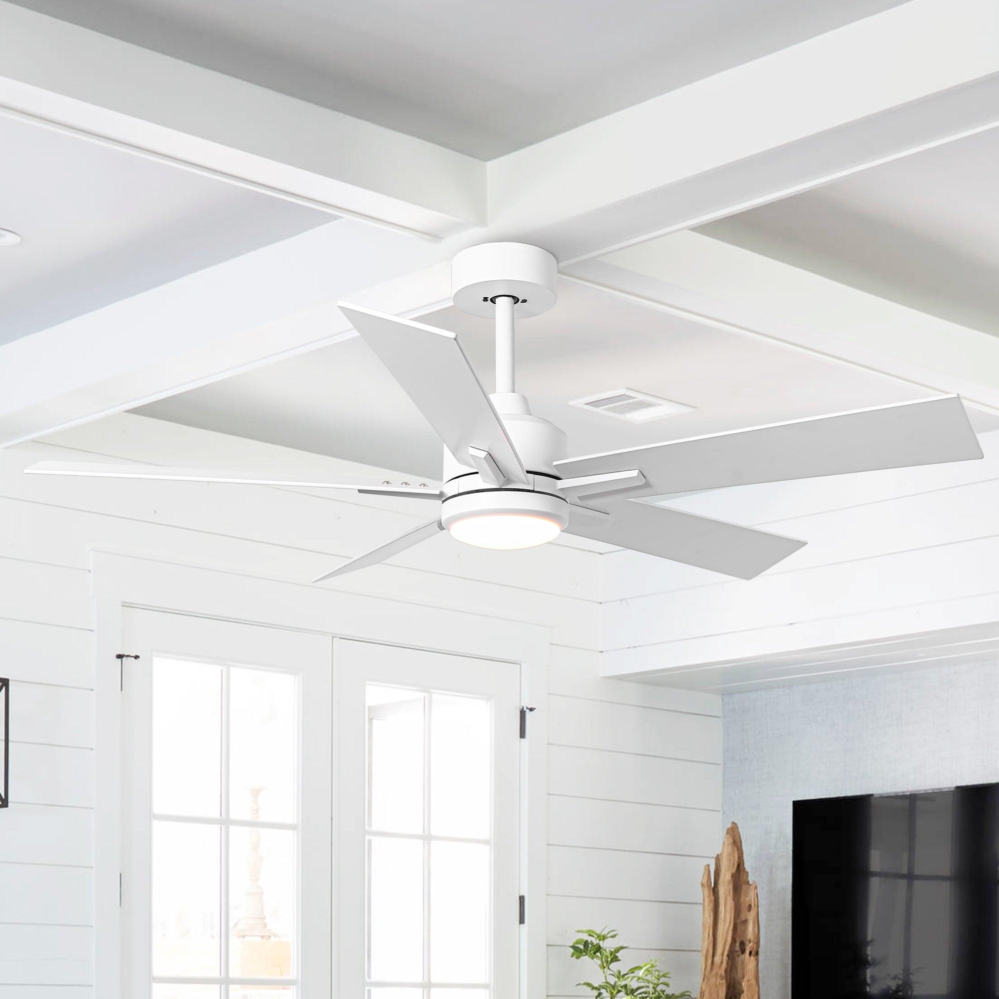 48 DC Motor 5-Blade Modern Ceiling Fan with Downrod Mount - Perfect for Living Room, Bedroom, and Office Cooling