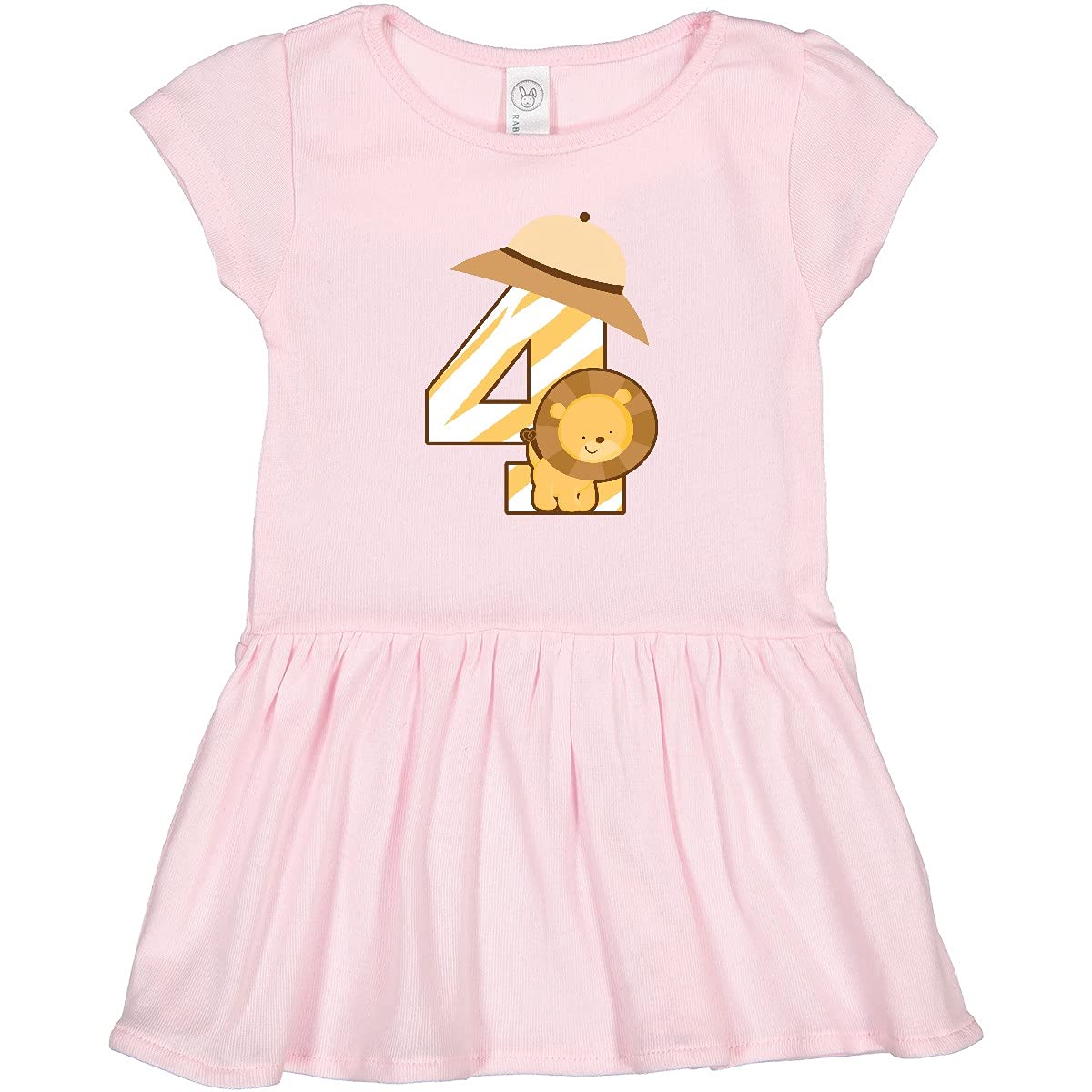 Inktastic 4th Birthday Jungle Safari Lion Toddler Dress - Cute Animal Print Outfit for 4 Year Old Girls Birthday Party & Special Occasions